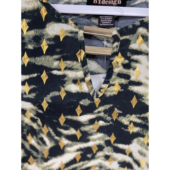 By Design Womens Black Gold Sleeveless Animal Print Blouse NEW Size Large - Picture 3 of 11